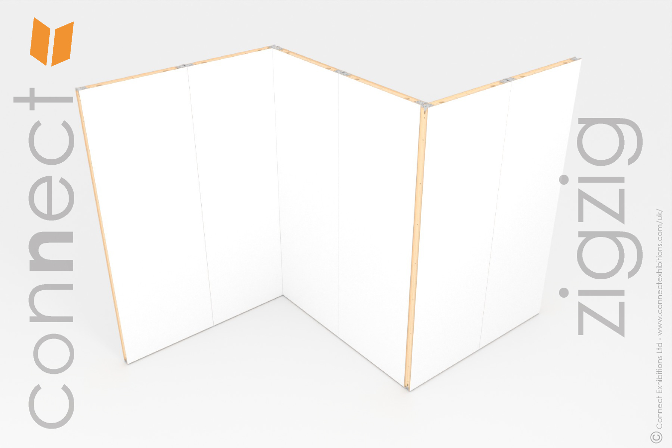 6 panels, white-exhibition-walling-zigzags configuration freestanding