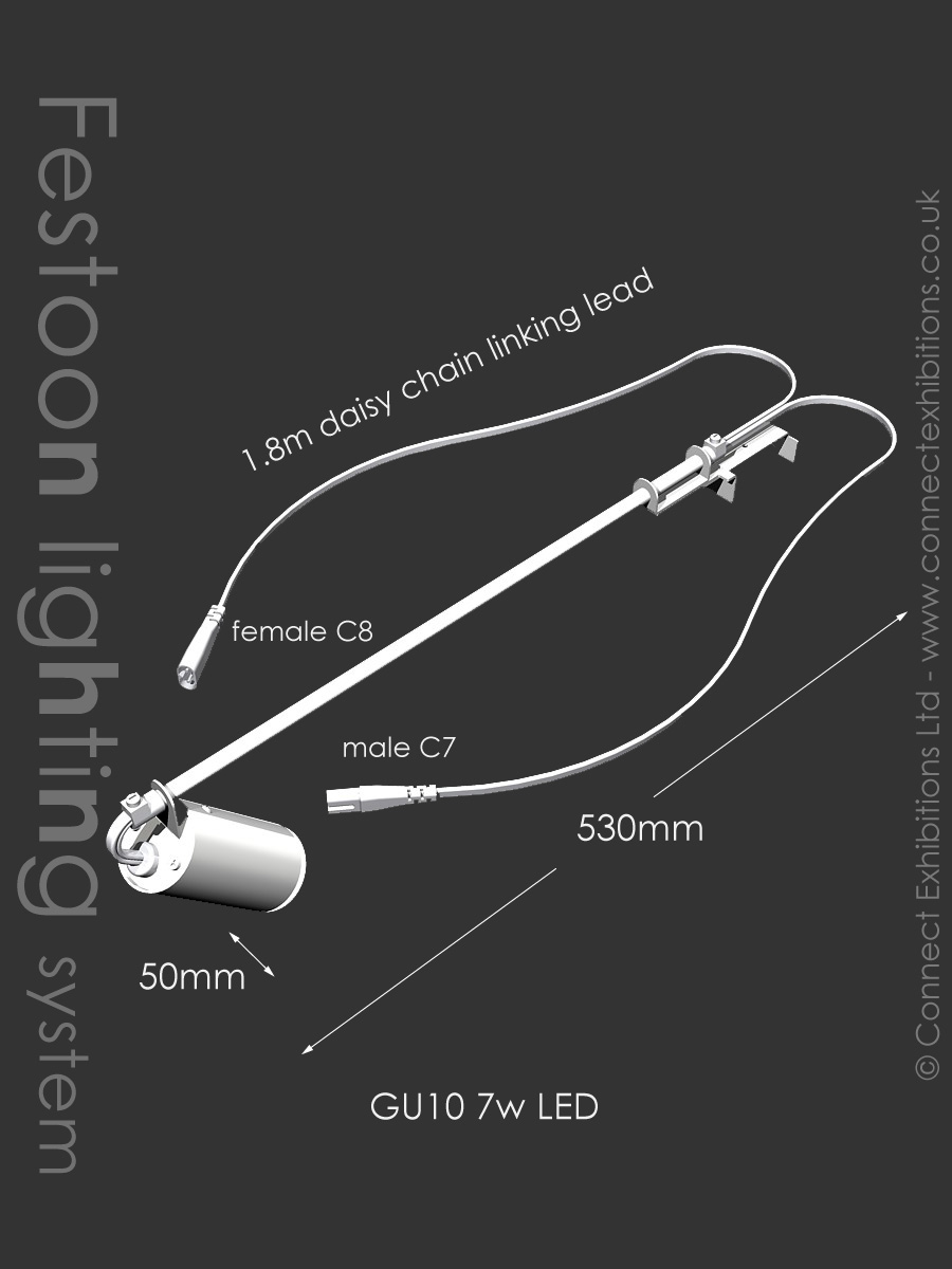 Exhibition Light, exhibition lamp for illuminating artwork image, Used by:  School and Colleges. System Type: Festoon Lighting, Daisy-Chain-Lights, Connect Lighting.